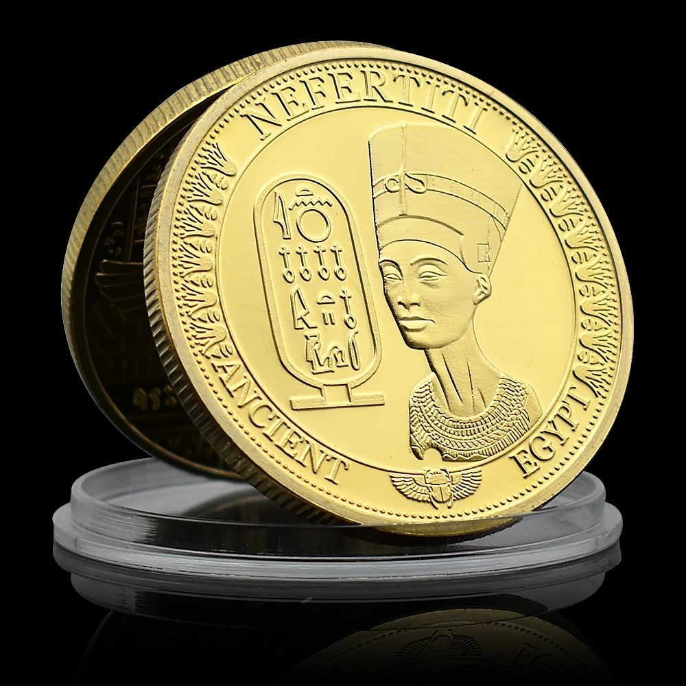 

Queen Nefertiti Gold Coin Collectibles Egyptian Pyramids Pyramid Commemorative Medal In Capsule