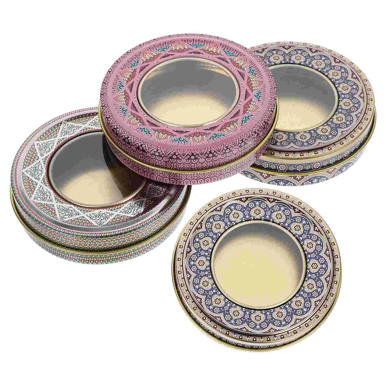 

4 Pcs Saffron Tin Box Iron Canisters Storage Containers Metal Sealed Jar Durable Small Travel Candy Jewelry Case