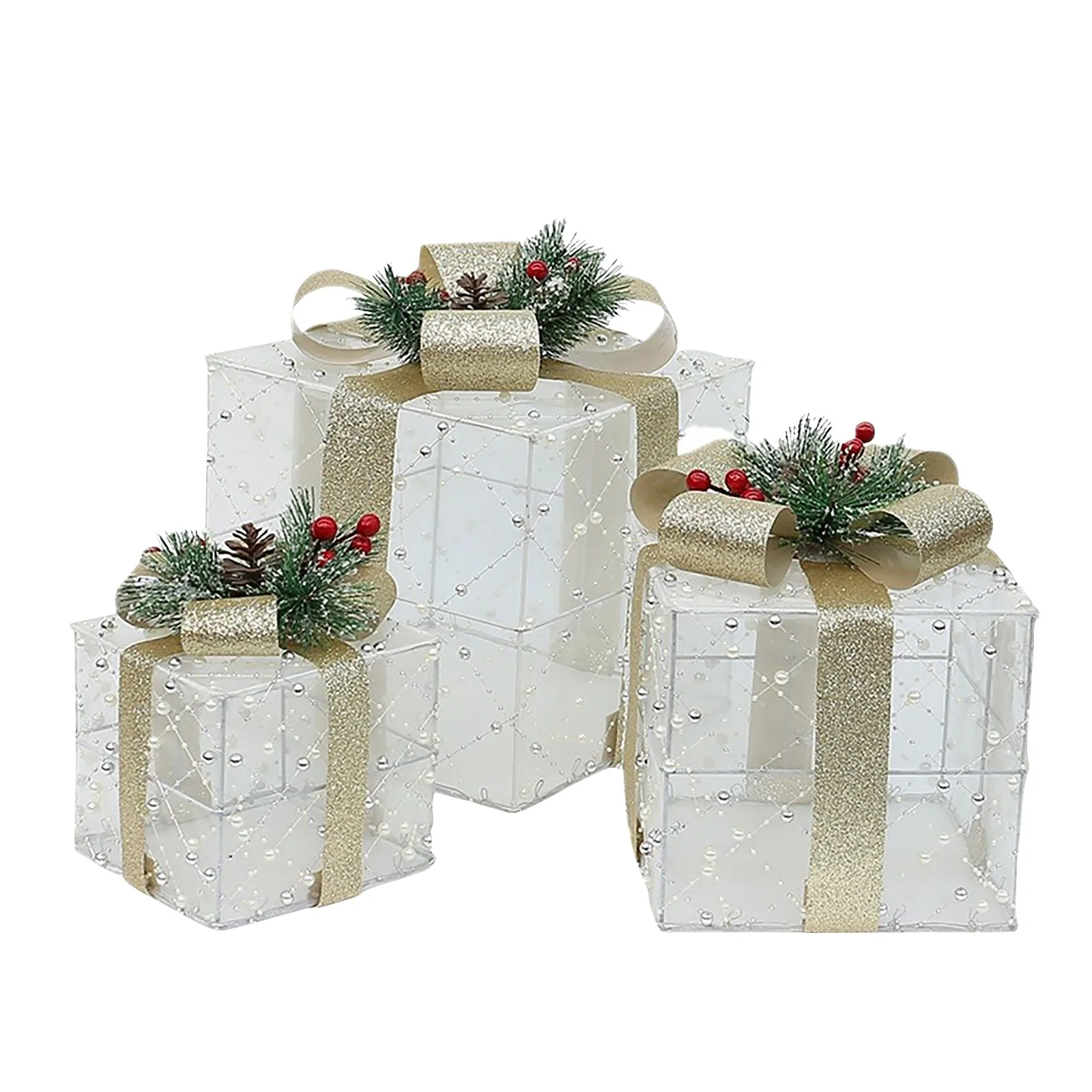 2024 рождественские украшения набор из 3 рождественских подарочных коробок с
