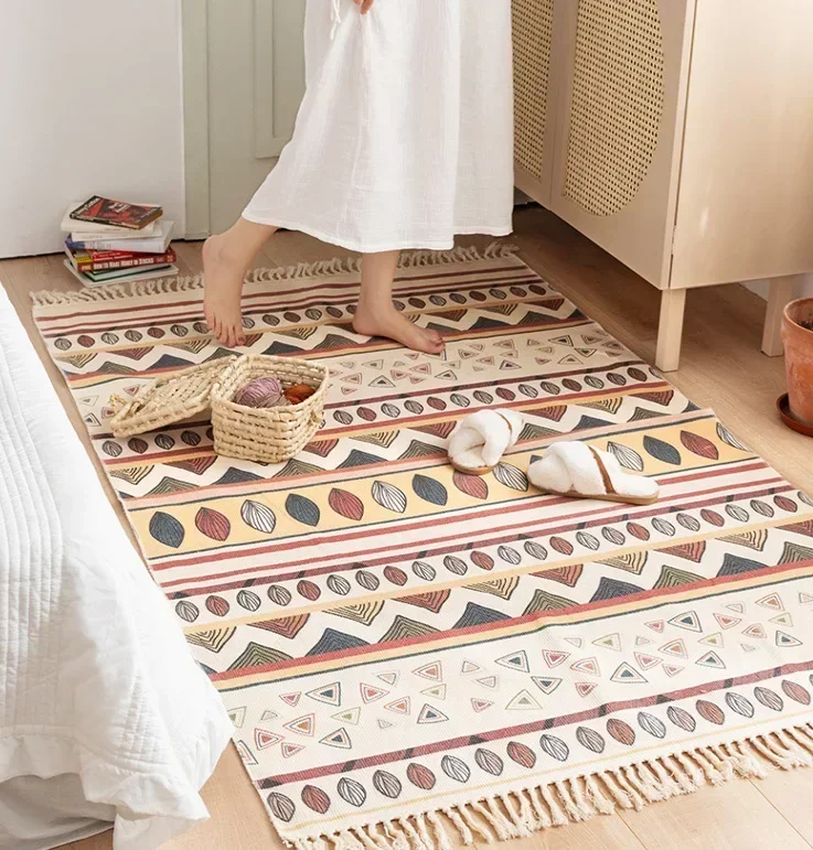 Богемный коврик тканый напольный ковер хлопчатобумажная нить хлопчатобумажные