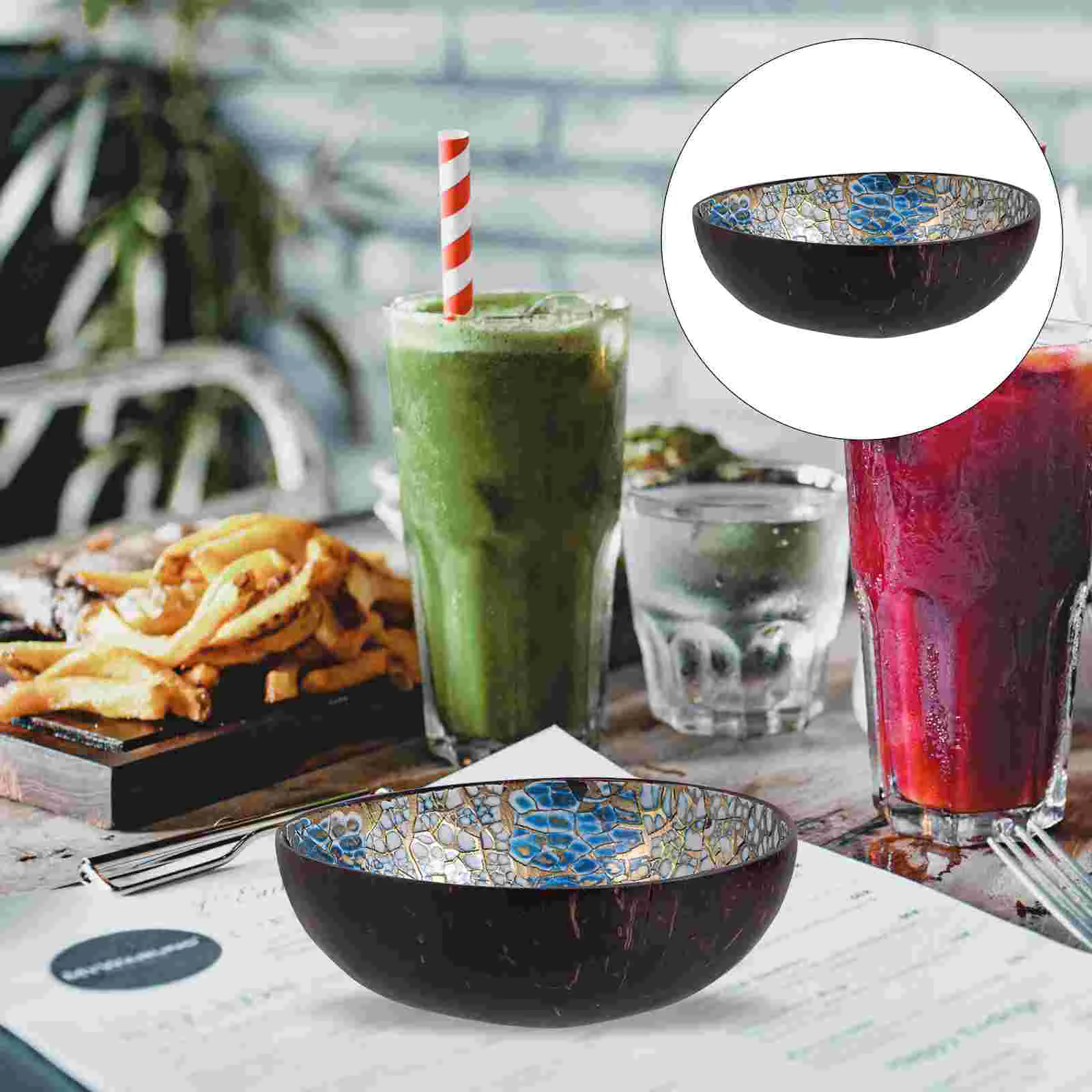 

2 Pcs Coconut Shell Bowl Japanese Home Decor Porch Key Storage Desktop Adorn Wooden Container