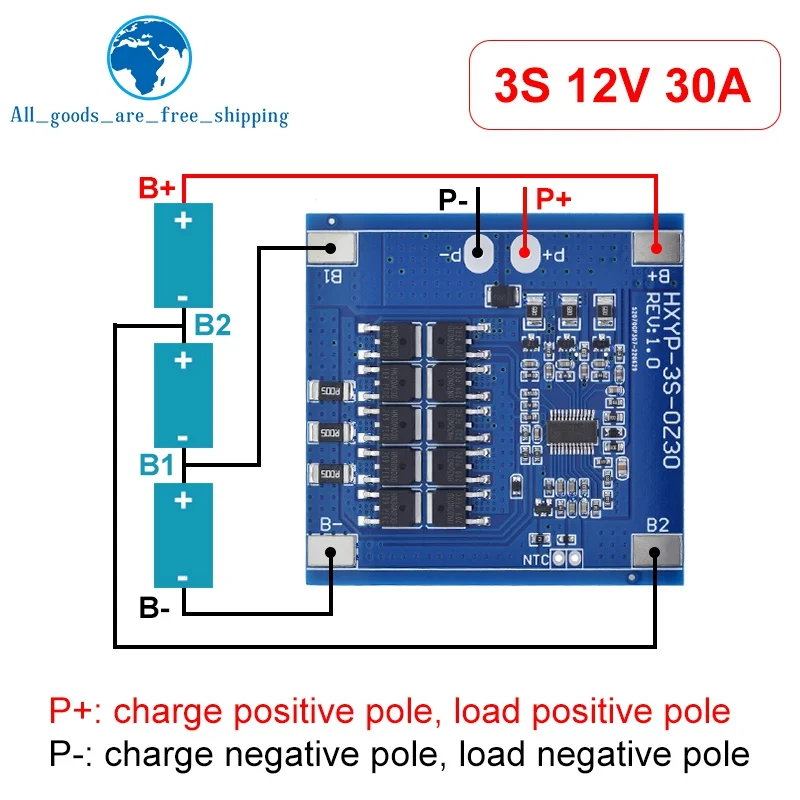 TZT 3S 12V 30A BMS 18650 Защитная плата литиевой батареи 11 1 V 12 6 анти-перезаряд с контролем