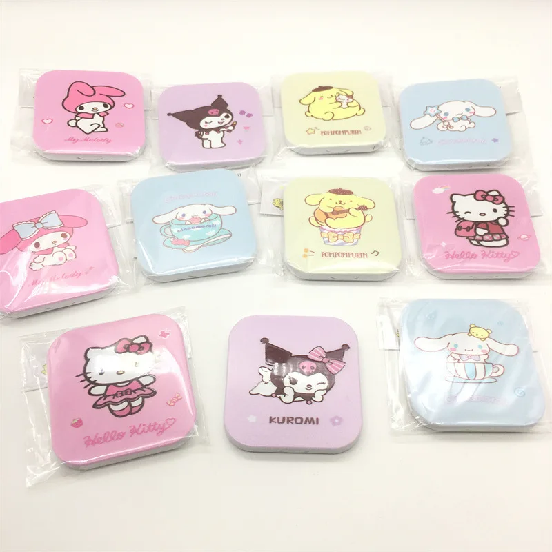 

New Sanrio Mirror Kawaii Mymelody Kuromi Cinnamoroll Cartoon Portable Cosmetic Mirror with Comb Cute Girl Travel Folding Mirro