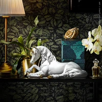 nordic resin white unicorn horse statue animal figurines modern home office decoration living room fairy garden decor