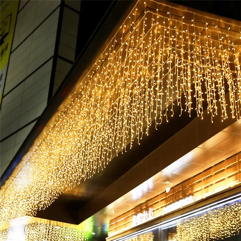 

Водонепроницаемая уличная Рождественская светодиодная гирлянда-занавес в виде сосулек, s-образные гирлянды, 0,4-0,6 м, гирлянды, волшебные лис...
