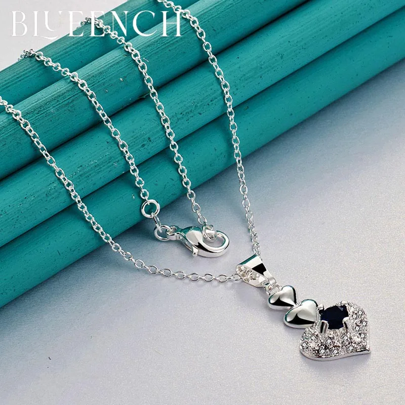

Blueench 925 Sterling Silver Love Zircon Pendant Necklace for Women Proposal Wedding Party Fashion Charm