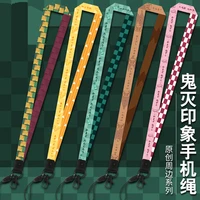 demon slayer lanyard key chain mobile phone keyrings long neck rope polyester accessories student gifts