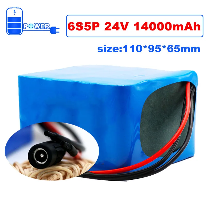 

Power 24V E-bike Lithium Battery 14Ah 6S5P 18650 Li-ion Battery Pack 25.2v 14000mAh Electric scooter moped Rechargeable