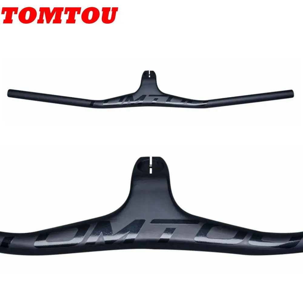 TOMTOU Full Carbon Fibre Bike MTB Integrated Handlebar With Stem Angle - 17 Degrees Fork Diameter 28.6mm Matte Black