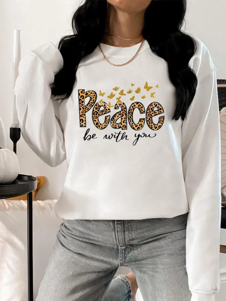 

Leopard Letter Sweet Trend Sweatshirts Clothing Woman Fashion Hoodies Print Spring Autumn Female Women Casual Graphic Pullovers