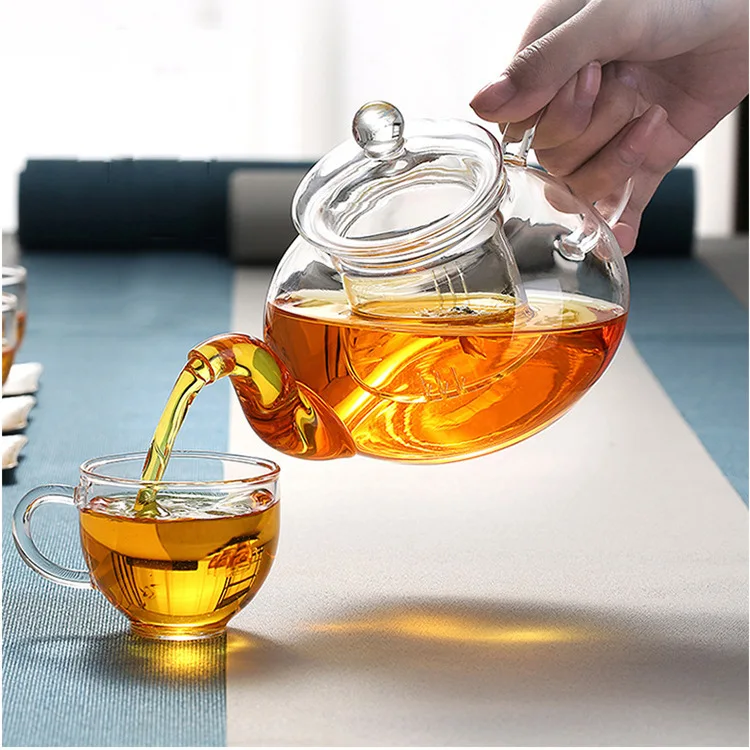 

Термостойкий стеклянный чайник, прозрачный чайный чайник в японском стиле с заварочником для цветов, портативный чайник для китайского Пуэ...