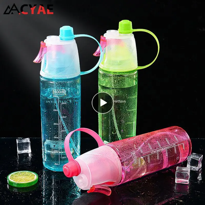 

600ML Summer Cup Spray Water Bottle Silicone Portable Outdoor Sports Gym Drinking Drinkware Bottles Shaker Hiking Camping Tools