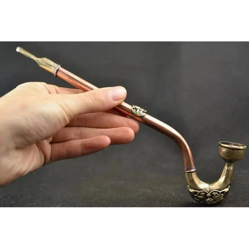 

SUPERB BRASS ORIENTAL OLD HANDWORK ARMORED DRAGON COLLECTABLE SMOKING PIPES
