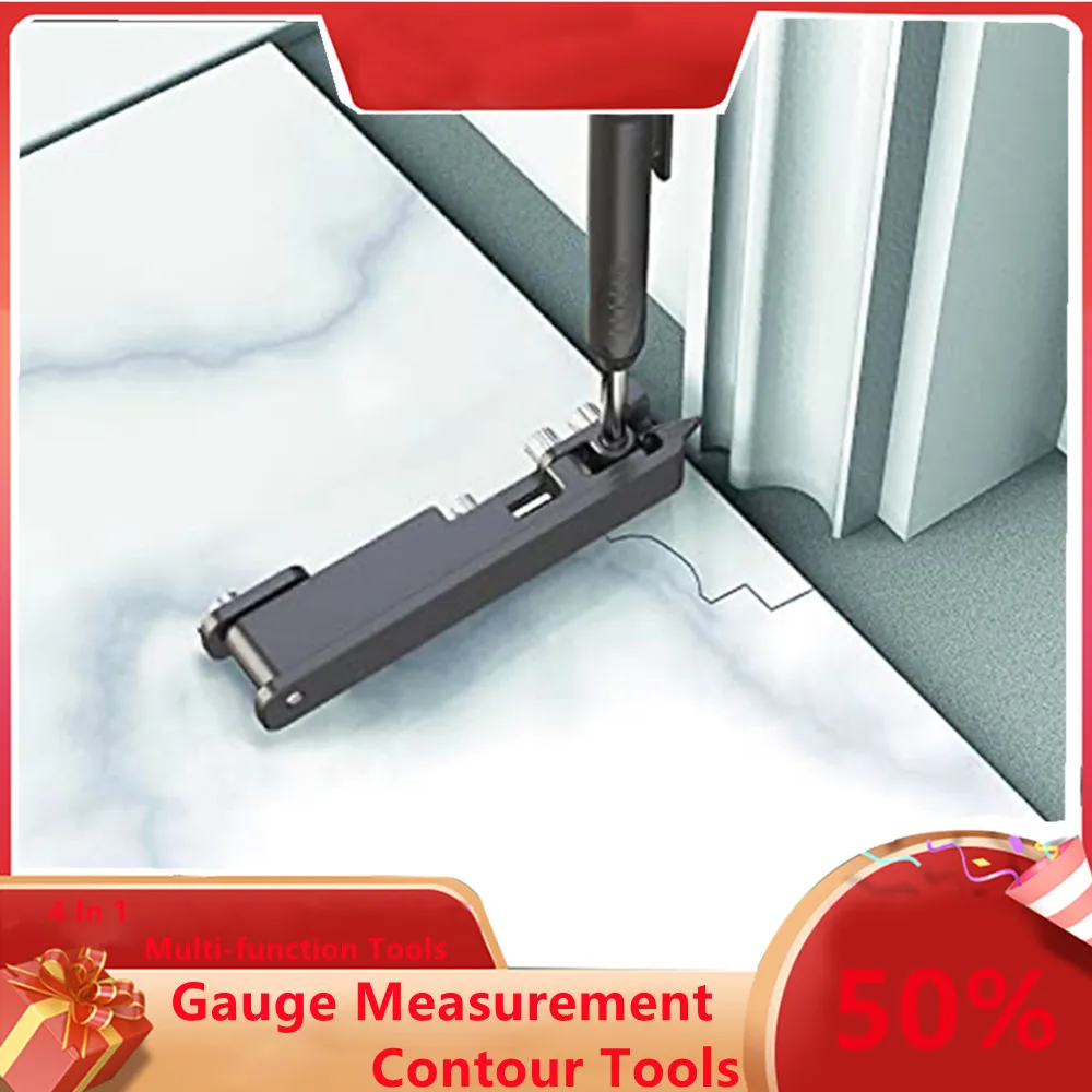 

4 In 1 Multi-function Tool Compass Steel Scriber Ruler Woodworking Scribing Gauge Measurement Contour Tools Black Dropshipping