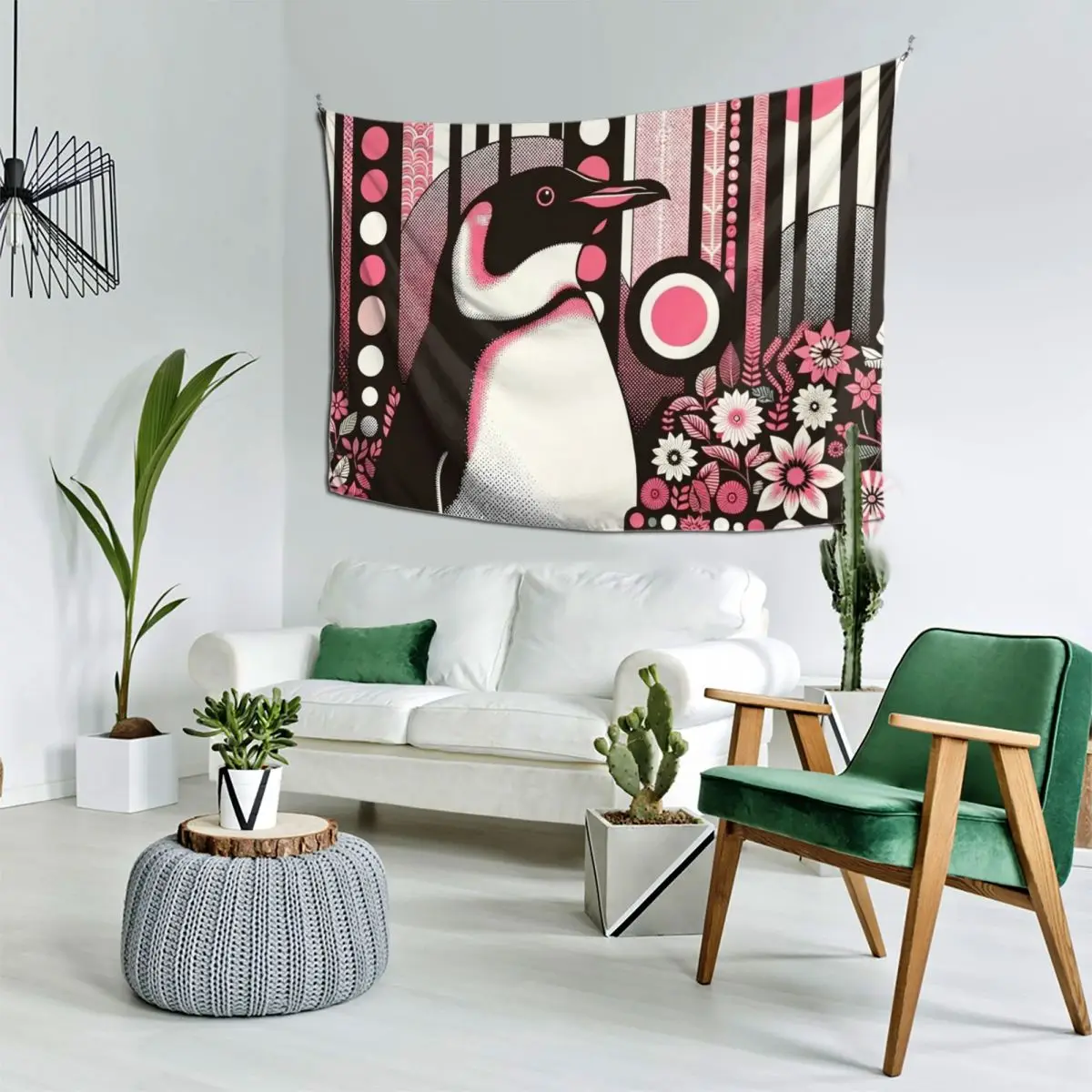 Милый пингвин в розовом лососе лесной гобелен украшения для дома декор спальни