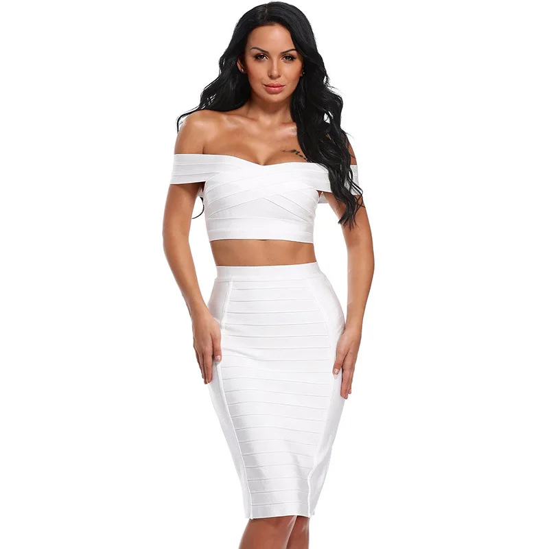 

Сексуальная юбка-карандаш с завышенной талией, бандажные юбки, элегантные женские летние белые черные Розовые Костюмы для ночного клуба, женская одежда