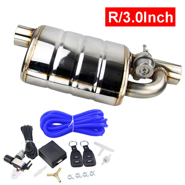 

2.5"or 3" Slant Outlet Tip Inlet Weld On Single Exhaust Muffler With Wireless Remote Controller Switch/Dump Valve Exhaust Cutout
