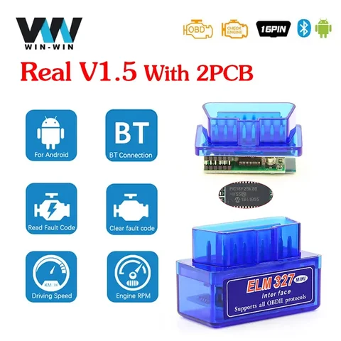 ELM327 V1.5 PIC18F25K80 Адаптер сканера OBD 2 OBD2 ELM 327 V1 5 Автомобильный диагностический инструмент Bluetooth для Android ODB2 Считыватель кодов