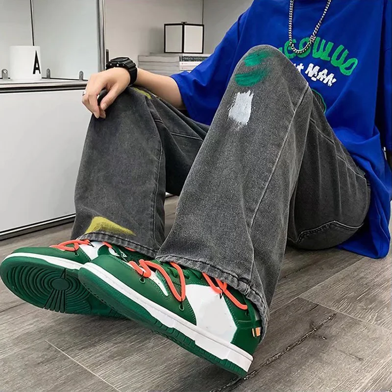 Baggy Jeans for Men Street Style Denim Trousers Fashion Elastic Waist Jogger Pants Man Harajuku Streetwear Plus Size Y2K Clothes