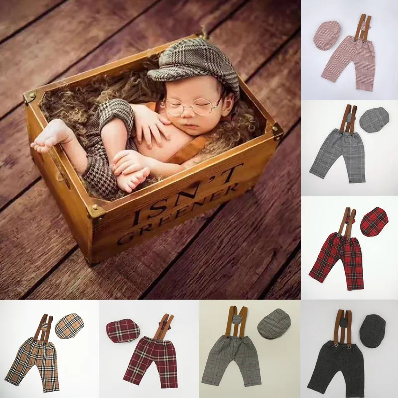 

Реквизит для фотосъемки новорожденных мальчиков одежда джентльмена мальчиков комбинезоны ремни на подтяжках шапка набор для фотосъемки