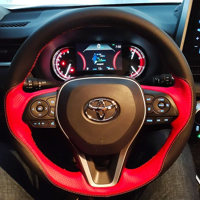 Для Toyota Camry RAV4 2018-22 стежок кожаный спортивный ручной работы чехол на руль