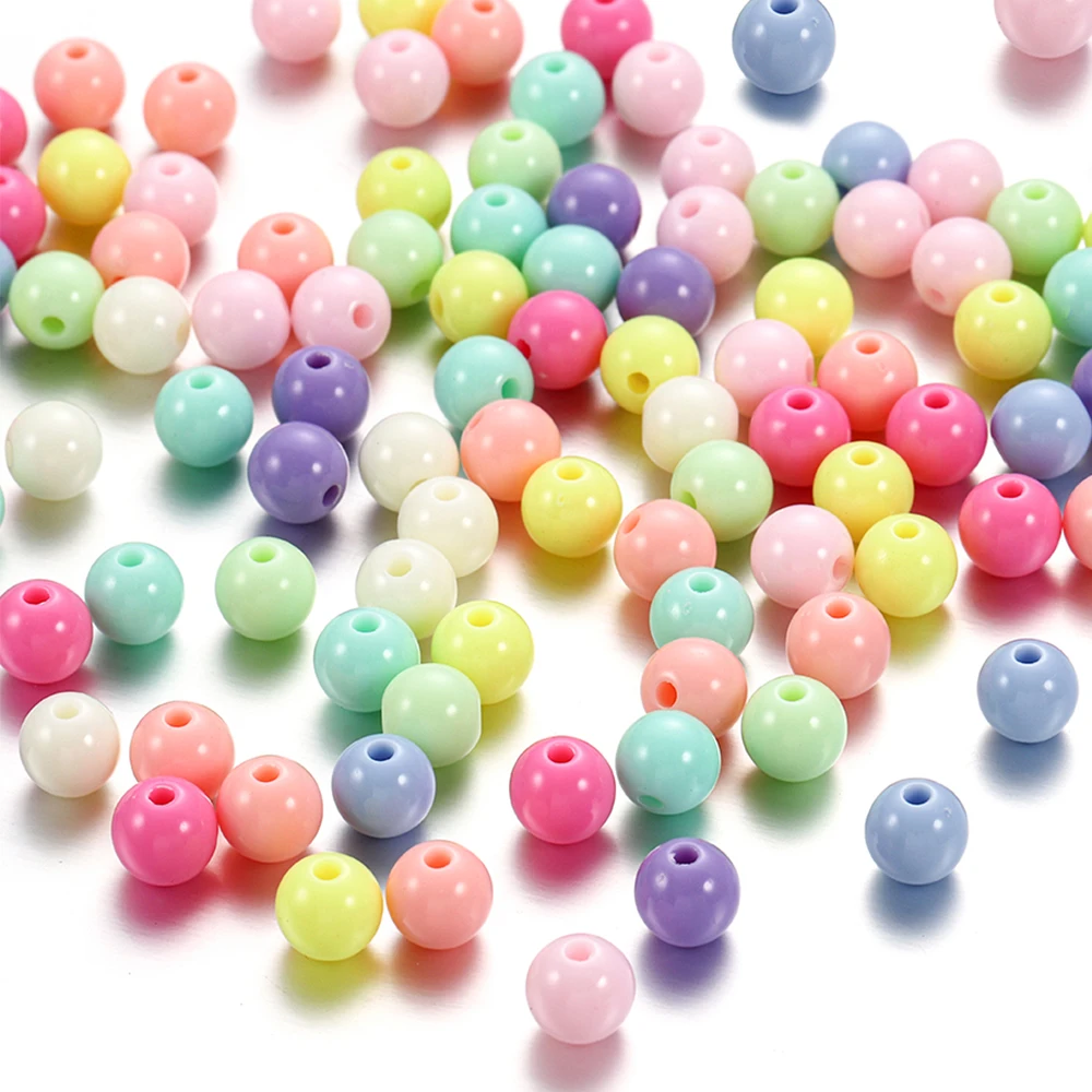 

10-200Pcs/Lot 6-20mm Acrylic Round Smooth Beads Candy Color Loose Spacer Bead for DIY Jewelry Making Handcrafts Accessoies