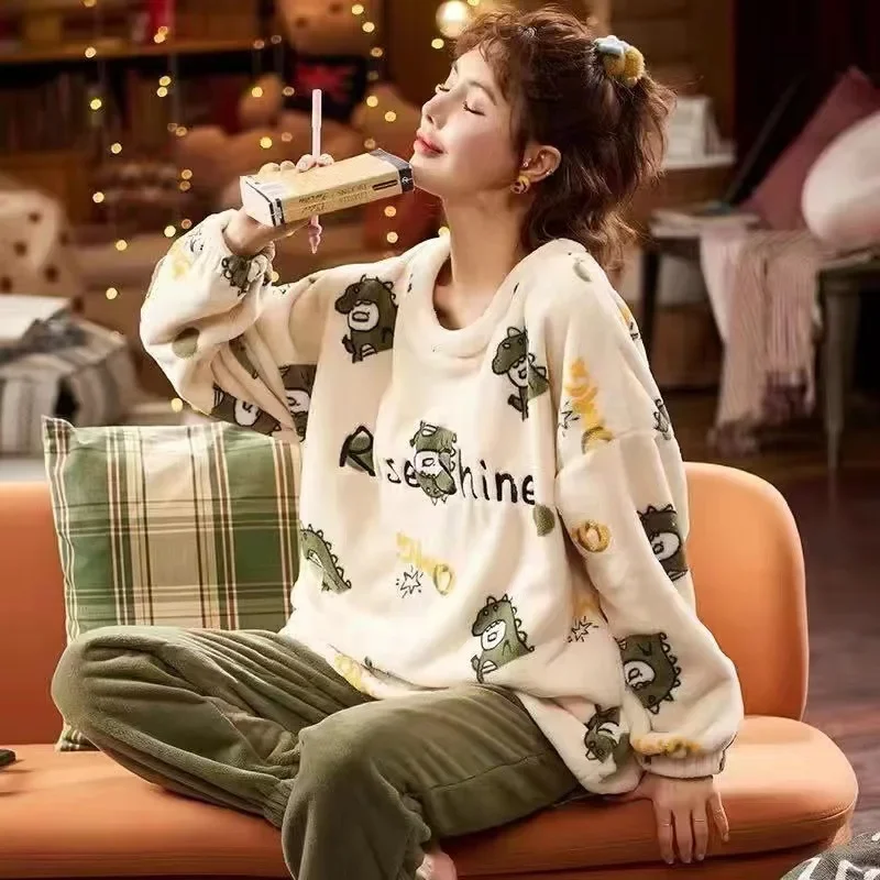 Женский фланелевый пижамный комплект S/M/L цвет в ассортименте