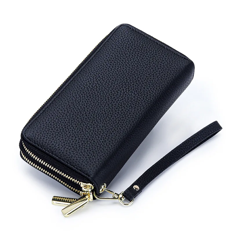 Women Long Wallet Luxury Fashion Genuine Leather Ladies Clutch Large Purse Card Holder Female Money Bag Zipper Coin Phone Pocket