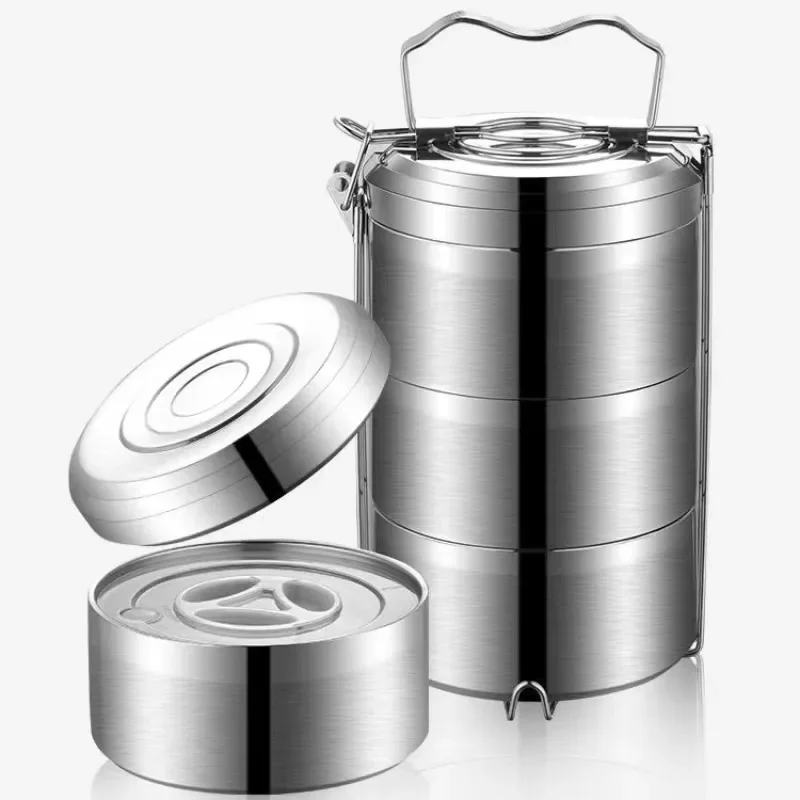 Многослойный Ланч-бокс из нержавеющей стали 304 с теплоизоляцией портативное