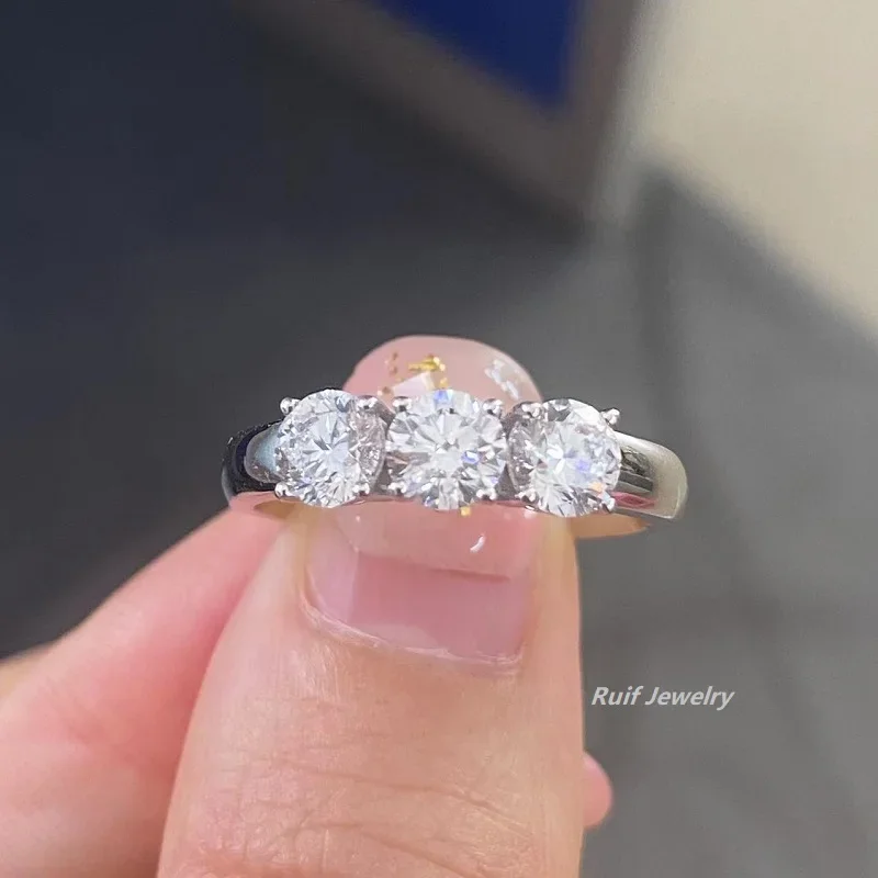 Ruif настроить 18k золото 0 5 карат каждый 3 камня HPHT лабораторные выросшие бриллианты
