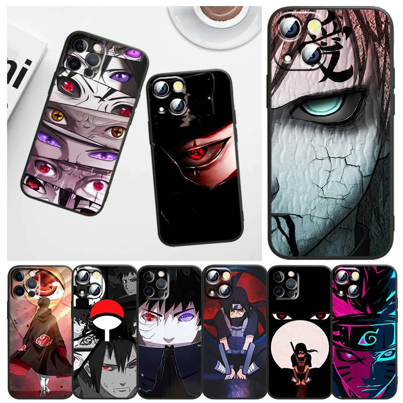

Phone Case For Apple iPhone 14 13 12 11 mini 8 7 6 XS XR X SE 2020 Pro Max Plus Funda Cartoon Comic N-Naruto Art Black Cover