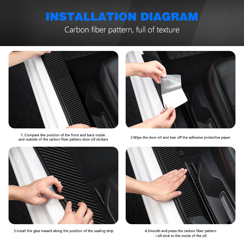4 шт./компл. наклейки на порог двери автомобиля Защитные Водонепроницаемые из