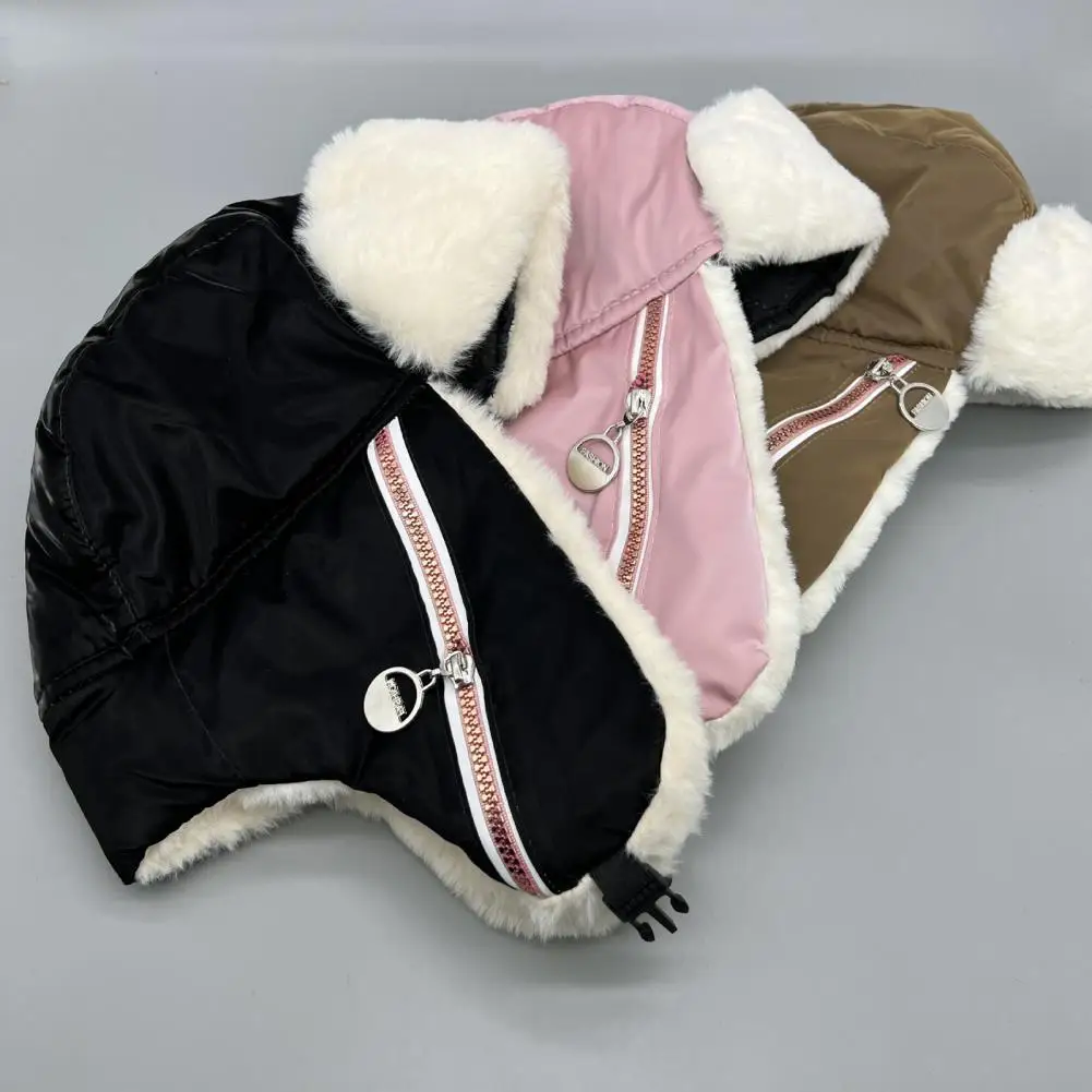 

Lady Hat Chic Anti-pilling Plush Lining Winter Cold Proof Ear Protection Lei Feng Hat for Skiing Flight Cap Lei Feng Cap