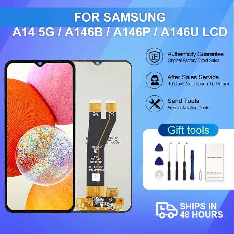 

ЖК-дисплей 6,6 дюйма A14 5G для Samsung Galaxy A146B, дисплей с сенсорной панелью, дигитайзер экрана A146P A146U в сборе, бесплатная доставка, 1 шт.