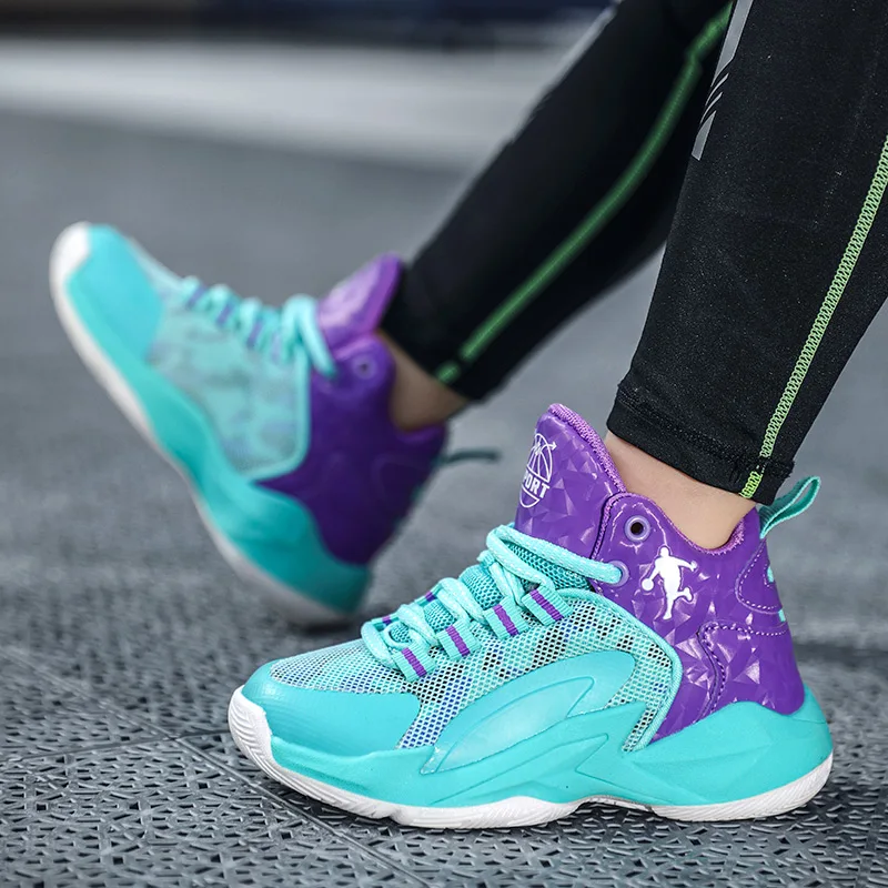 Big Size 30-45 Summer Mesh Breathable Basketball Shoes Boy Girl Wear Resistance Children's Sneakers Comfortable Kid Sports Shoes