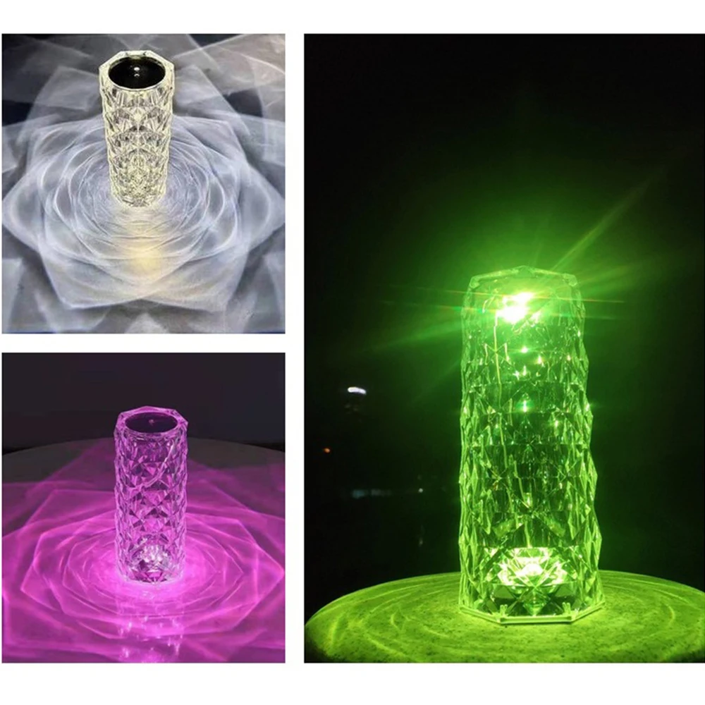 

LED Crystal Table Lamp Rechargeable Light Rose Romantic Diamond Atmosphere Night Lights Fancy Gift