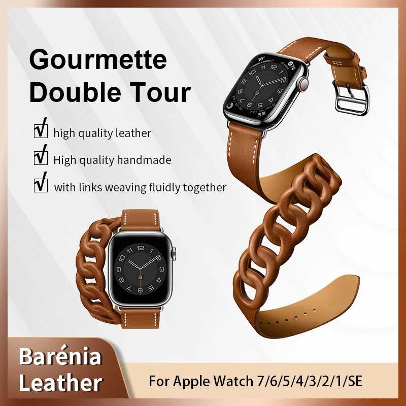 

Jincor Newest High Quality Double Tour Band For Apple Watch Series 7 6 Se 5 4 3 2 1 Iwatch Strap Fashion Men Women 14mm Width