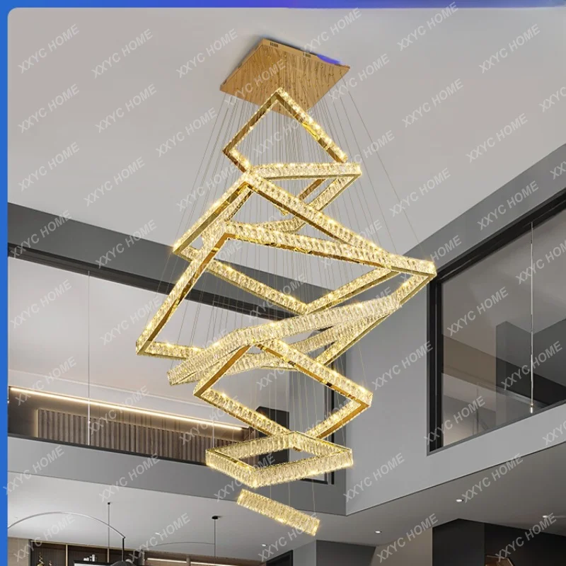 

Пустая дуплексная Люстра для гостиной, современная люстра, роскошная хрустальная люстра с полыми элементами, Главная Гостиная