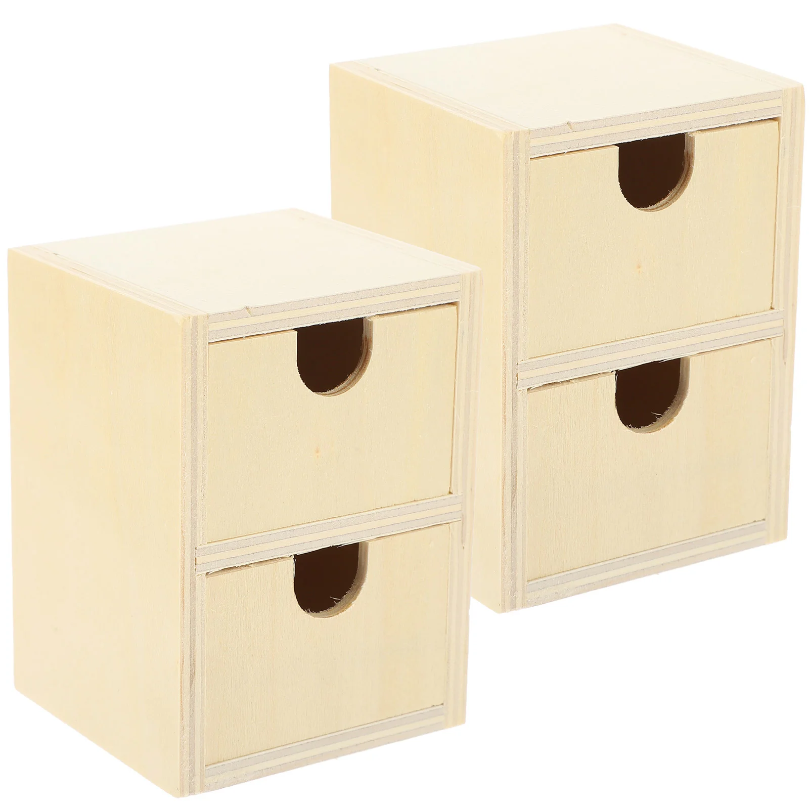 

2 pcs Wood Drawerss Unpainted Blank Small Drawers DIY 2 Layers Small Drawers