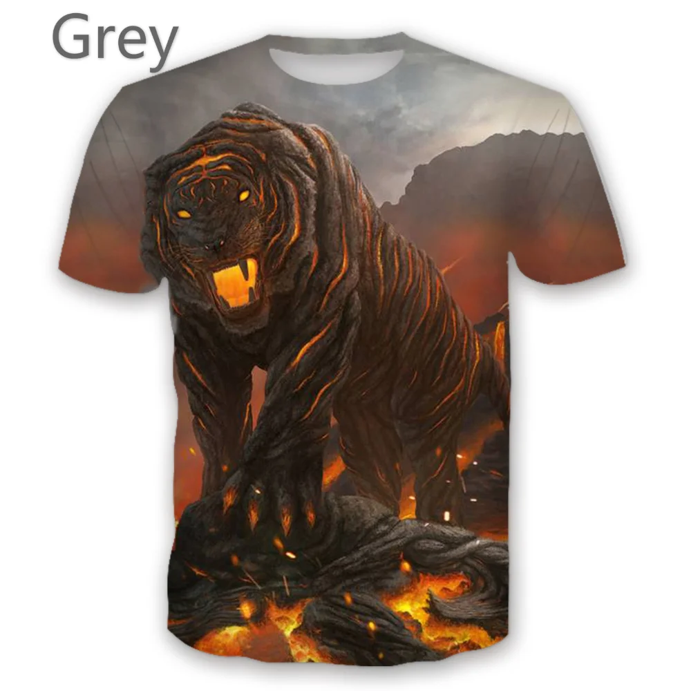 

Мужская футболка с коротким рукавом и 3D-принтом животного огня тигра