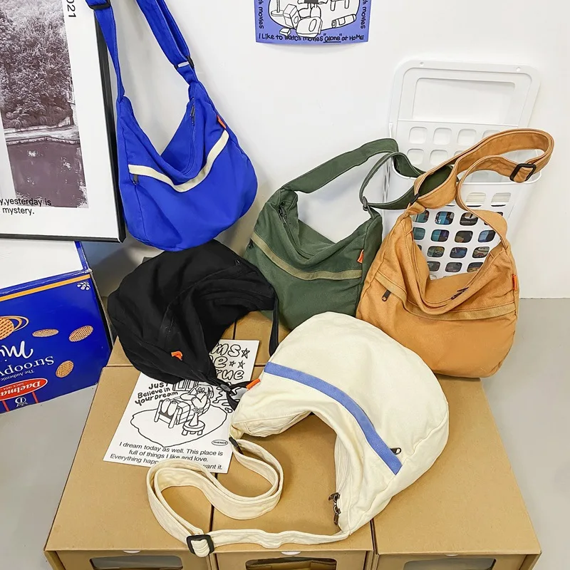 

2023 Men's And Women's Universal Canvas Bags Casual Commuter Crossbody Bags New Korean Fashion Trend Couple Washed Shoulder Bags