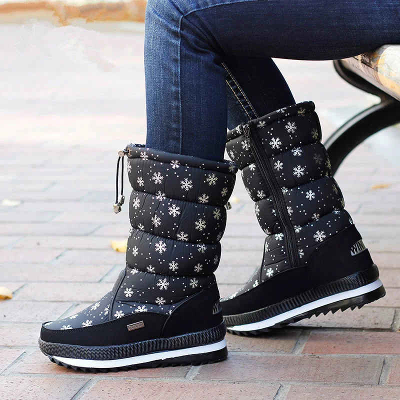 

Northeast travel snow boots women's winter middle tube thickened snow cotton shoes waterproof antiskid plush cotton boots