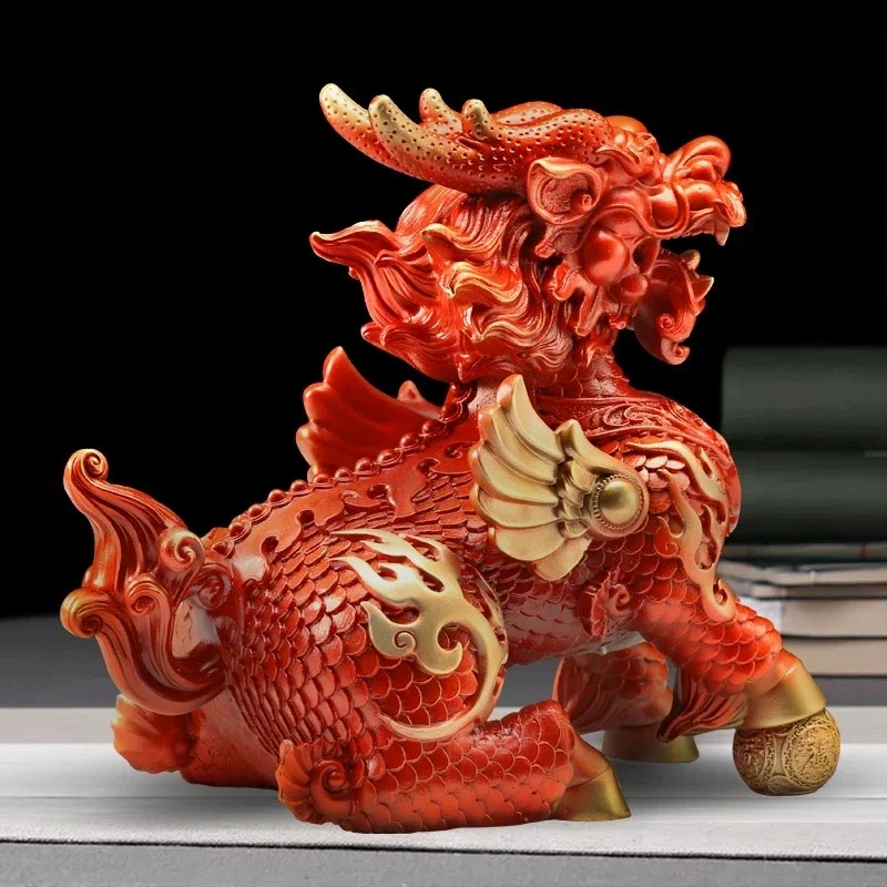 Lucky Fire Kirin Медный Единорог Украшения Компания Офис Дом Гостиная Ремесла Статуя