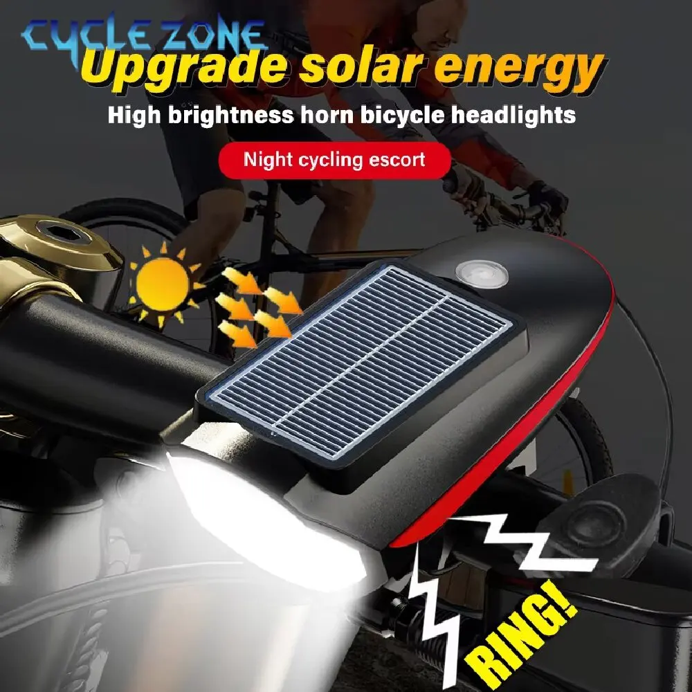 Солнечная велосипедная фара с электрическим звонком USB аккумуляторная лампа для
