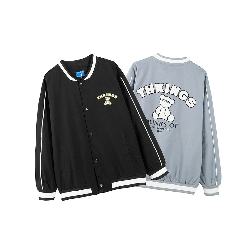 

Осенняя Модная тонкая бейсбольная куртка-бомбер с Вышивкой Букв, униформа для мальчиков и девочек, свободная уличная куртка в стиле ретро Х...