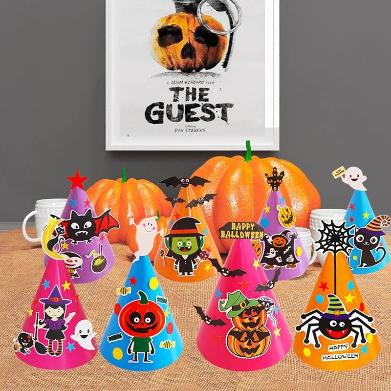 

Украшения для хэллоуивечерние, бумажные шляпы, товары для праздничной вечеривечерние, тематические шляпы, тыква, ведьма, Черный кот, эльф, Ч...