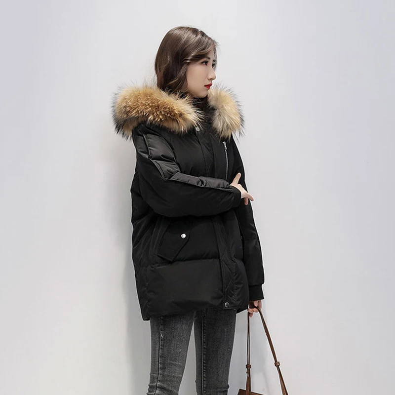 Winter Hooded Faux Fur Collar Cotton Padded Parkas Women Oversized 4xl Casual Streetwear Outwear Korean Loose Windproof Jackets