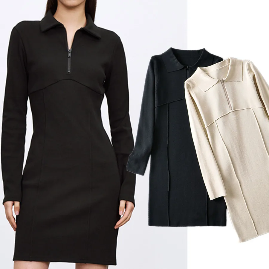 

Облегающее трикотажное мини-платье в английском стиле с молнией от Dave & Di, новинка 2022, весеннее модное женское платье