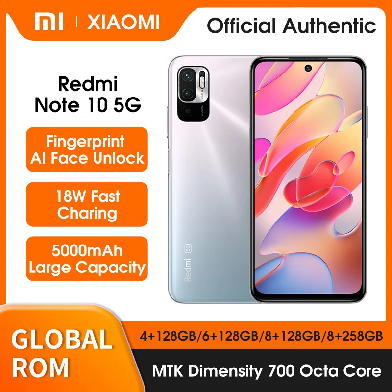 

Global ROM Xiaomi Redmi Note 10 5G Smartphone 6.5'' Display Dimensity 700 5000mAh Battery 18W Fast Charging Gaming Mobile Phone