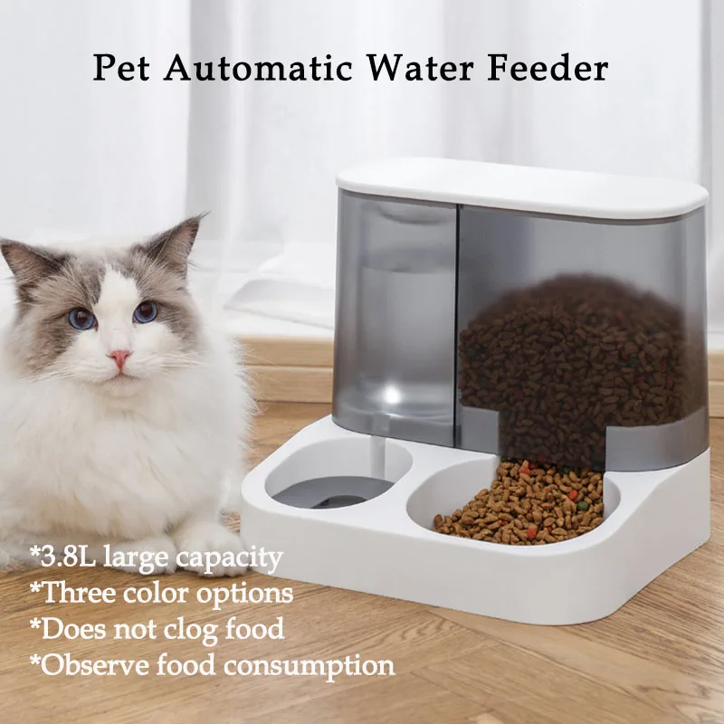 

2 In 1 Automatic Cats Bowl Water Dispenser for Dogs a Small Accessories Portable Drinker for Pets Food Storage Container Feeder